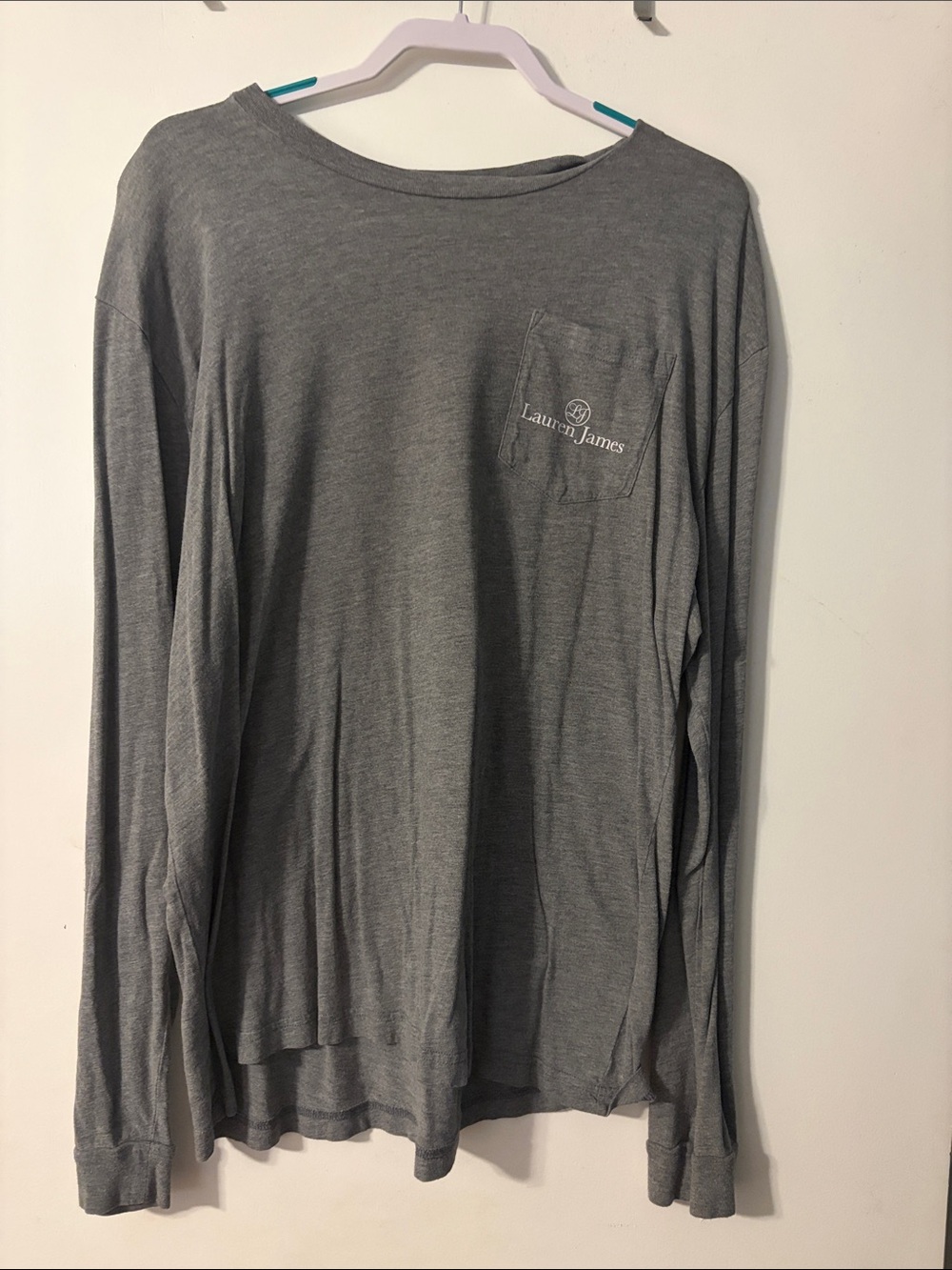 Lauren James Long Sleeve Pocket Tee - Gray